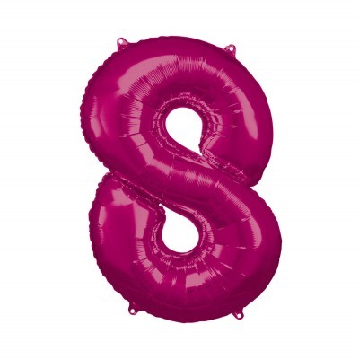 Balónek fóliový 88 cm číslo 08 tm.růžový Albi