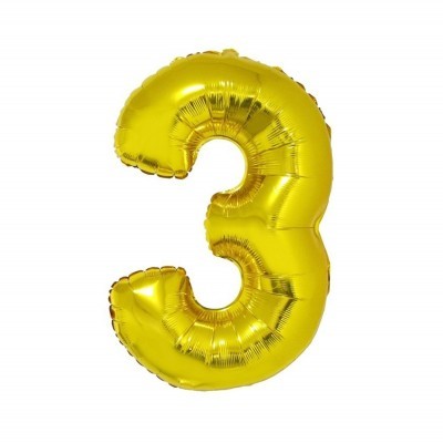Balónek fóliový 92 cm číslo 03 zlatý Albi